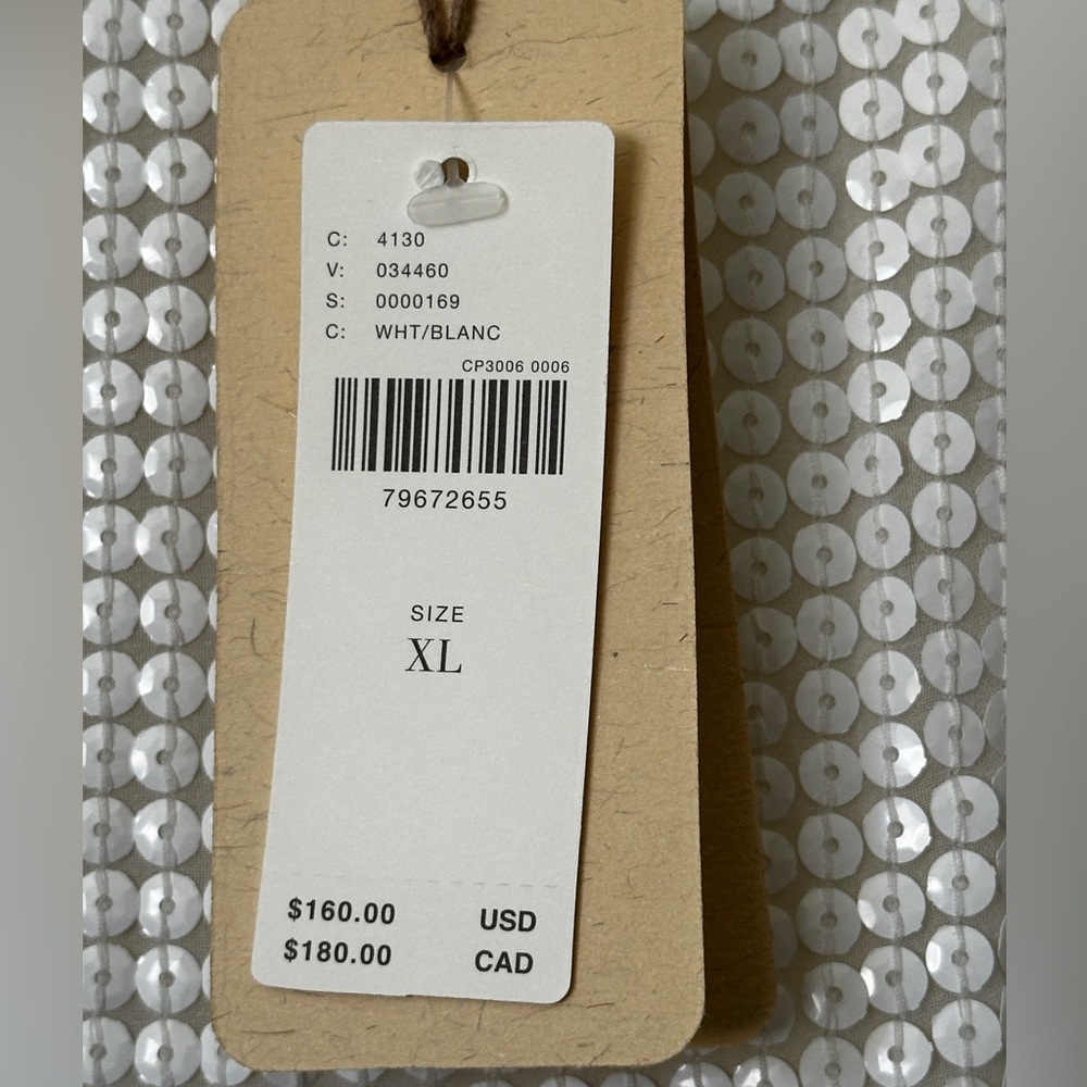 Anthropologie Let Me Be Sequin Mini Dress Women’s Size XL. White, NWT - Picture 14 of 14